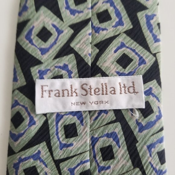 FRANK STELLA Geometric Design Italian Silk Tie - Picture 5 of 9